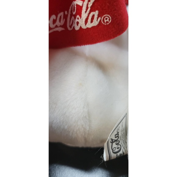 Vintage Coca Cola Polar Bear Plush 1998 Red Scarf and Coke Bottle 6" Bean Bag - Picture 11 of 12